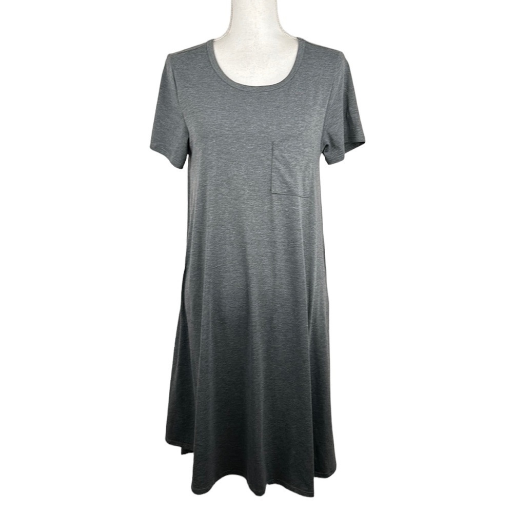 LulaRoe Charcoal Gray High Low Short Sleeve T-Shirt Dress Size XS